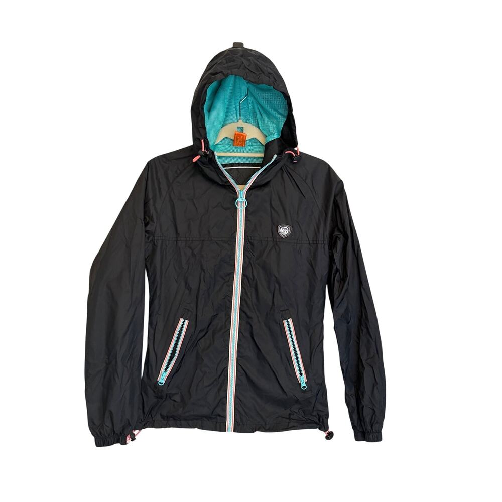 Superdry Sport Hooded Windbreaker Womens XS Black Athleisure Gorpcore Outdoor